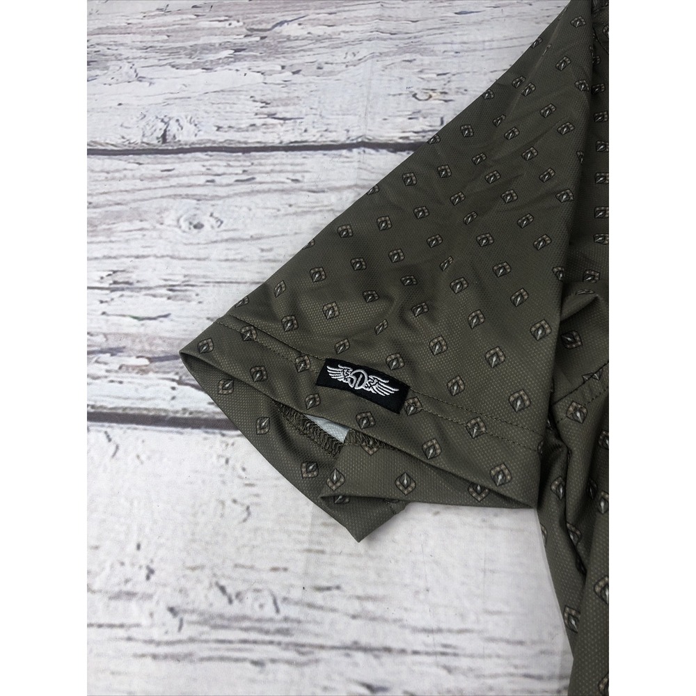 Straight Down Shirt M Performance Polo Golf All Over Print -Olive Green - Picture 3 of 12
